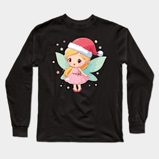 Christmas Fairy with Santa Hat Long Sleeve T-Shirt